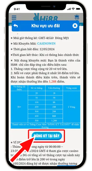 Bước 3: Chọn " ĐĂNG KÝ TẠI ĐÂY ".